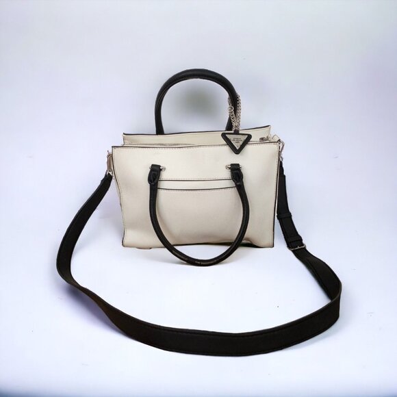 Guess 1981 White, Cream & Black Handbag / Shoulder Satchel / Purse With Adjustab - Picture 3 of 16